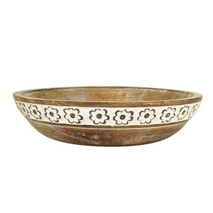 Grand saladier rond en bois texturé de qualité supérieure pour salades et fruits, idéal pour la table de cuisine moderne, à prix abordable. - Product Image 2