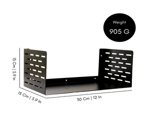 Petite étagère murale en métal, finition noire, support de rangement pour la maison, le bureau, le salon, la chambre, l'espace de travail, unité de présentation - Product Image 6