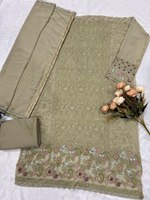 Ensemble Salwar en coton brodé vert clair pour femme avec dupatta, tenue décontractée traditionnelle indienne et pakistanaise, coupe ample, longueur au sol