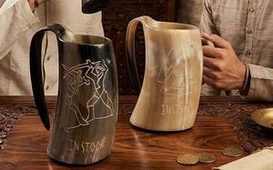 Handmade Luxury Bufflo Horn Round Beer <b>Mug</b> with Customizable Design and <b>Smart</b> Feature - Product Image 6