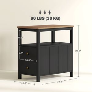 "<b>Black</b> <b>Console</b> <b>Table</b> with Charging Station USB Ports Drawers for Living Room" - Product Image 3