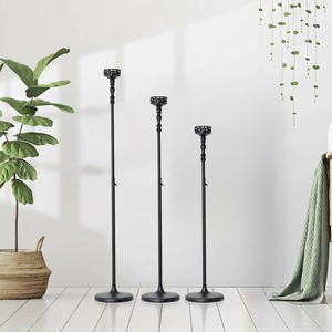 Decorative Antique Style Iron Candle Stand Set of 3 Black Floor Candle Holders for Home Decoration Durable Metal Design - Product Image 5