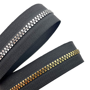 Shiny 5# Metallic Luster Resin Open-end Auto Lock Gold Silver Teeth Plastic <b>Zipper</b> for Garment - Product Image 2