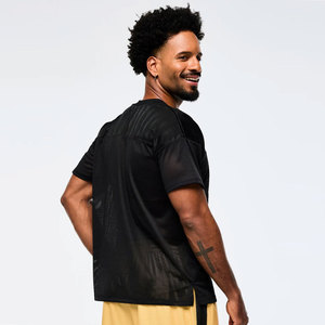 T-shirt Homme Oversize Col V Manches Courtes 100% Coton Tricoté Écologique Décontracté avec Imprimé Rouge 01 sur le Devant - Product Image 6