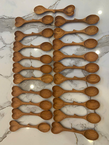 Cuillères de service traditionnelles chinoises en bois en forme d'éventail, plaquées or, polies miroir, à long manche, durables, écologiques, idéales comme cadeau - Product Image 4
