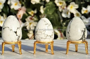 Oeuf d'agate Howlite fait à la main pierre naturelle Quartz Yoni sculpté sphère artisanat Feng Shui guérison décoration de la maison cadeau prix de gros - Product Image 6