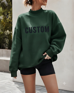 เสื้อสเวตเชิ้ตผู้หญิงแบบคอเต่าทรงโอเวอร์ไซส์ ผ้าฟลีซหนานุ่ม สไตล์ลำลอง สตรีทแวร์ เหมาะสำหรับฤดูหนาว รับผลิตตามแบบ OEM - Product Image 1