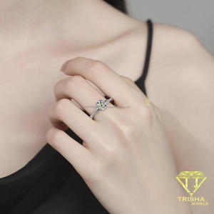 Elegant Round Cut Moissanite Engagement <b>Ring</b> <b>925</b> Sterling <b>Silver</b> Curved Band Bridal Jewelry Classic Wedding Gift For Women - Product Image 3