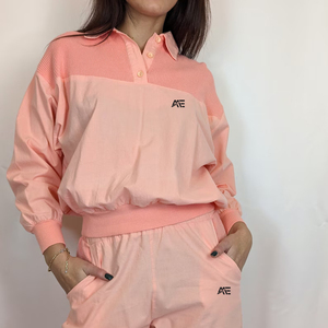 OEM Custom <b>Women</b> Pink Matching Set Casual Collared <b>Top</b> and Elastic Waist Summer Pants Fashion Hoodies Set Supplier - Product Image 5