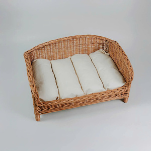 Handwoven Natural Rattan Pet Sofa Bed Elevated Wicker Pet <b>Couch</b> with Soft Cushion Cozy Stylish Pet Furniture for Cats Dogs - Product Image 3