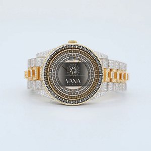 นาฬิกา VANA JEWELS ประดับเพชรโมอิสซาไนต์เต็มเรือน สองสี สำหรับผู้ชาย ตัวเรือนสแตนเลสทรงกลม ระบบควอตซ์ อนาล็อก หรูหรา แฟชั่น - Product Image 1