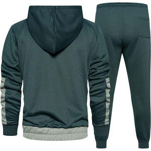 Ensemble de survêtement 2 pièces pour homme de haute qualité, coupe ajustée, à capuche, fermeture éclair intégrale, pour le sport, le jogging, décontracté, sweat-shirt et pantalon de jogging - Product Image 2