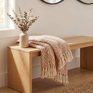 Earthy <b>Brown</b> Two Tone Zigzag Cotton <b>Blanket</b> Handmade Fringed Lounge <b>Throw</b> Rustic Home Decor Bulk Export - Product Image 4
