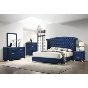Letto Chantel Pacific Blue Wingback Eastern King Imbottito - Categoria Prodotto - Product Image 4