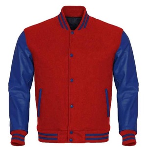 Embroidery Varsity <b>Jacket</b> New Collection Wool Sleeve Stand Collar Cartoon Pattern Letterman Baseball Wool Body - Product Image 1