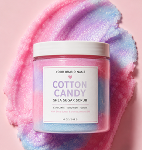 Cotton Candy Shea Butter Sugar <b>Body</b> <b>Scrub</b> Private Label Deep Exfoliating Moisturizing Skin Polish with Natural Oil for Wholesale - Product Image 1