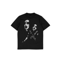 Camiseta Personalizada Vintage para Hombre, Cuello Redondo, Manga Corta, Diseño Estampado con Pedrería, Algodón Grueso de 230g, Corte Holgado, Ribete en Contraste