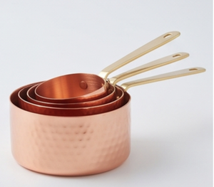 Elegantes tazas medidoras de cobre con asas de latón, resistentes al calor, juego de herramientas de medición de metal, ideales para la cocina y como elementos esenciales para la mesa. - Product Image 4
