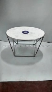 Modern <b>Round</b> <b>Side</b> <b>Table</b> with Faux Marble Top and Metal Frame Living Room Furniture Decorative Accent <b>Table</b> - Product Image 6