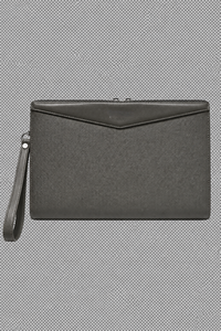 Men's Vintage Genuine <b>Leather</b> Clutch Bag Zipper Wrist Strap Portable <b>Handbag</b> - Product Image 2