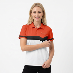 Men's Color Blocked <b>Polo</b> Shirt Short Sleeve Embroidery Logo Quick Dry Casual Woven Polyester White <b>Orange</b> Black - Product Image 2