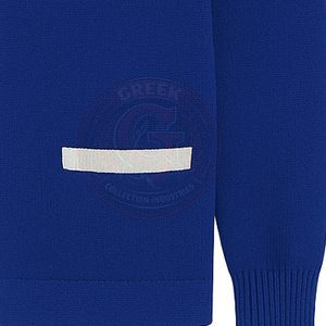 Cardigan en acrylique bleu roi pour homme, tricoté, avec logo brodé de lettres grecques, léger, style universitaire - Product Image 3