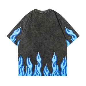 New Style Custom Men's Heavyweight 100% Cotton Washed T-<b>Shirt</b> O-Neck Oversized Casual Logo Ringers Long Length Anti-Pilling - Product Image 5
