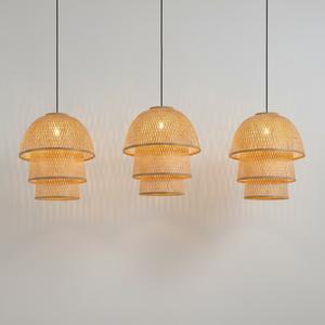 Abat-jour artisanal en rotin et bambou naturel d'Asie, éclairage rustique fait main pour café, bar, style suspendu, décoration écologique pour la maison - Product Image 4
