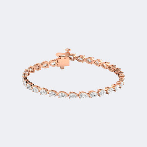 6.20 CTW 9K Gold Plated E Color Lab Grown Pear Shape Diamond Three-Prong Basket Setting Luxury Tennis <b>Bracelet</b> - Product Image 4