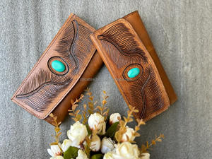 กระเป๋าคลัทช์หนังแท้สำหรับเล่นเกมทำจากหนังแท้มีสไตล์หลายรูปแบบกระเป๋าสตางค์หนังสไตล์ตะวันตก - Product Image 4