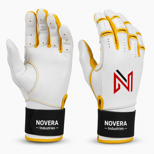 ถุงมือตีเบสบอลหนังแท้สั่งทำพิเศษจาก NOVERA INDUSTRIES แบบปิดด้วยแถบตีนตุ๊กแก สำหรับมือขวา/ซ้าย คุณภาพสูง แห้งเร็ว - Product Image 5