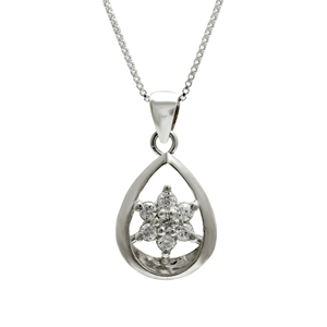 Ensemble de bijoux en argent 925 avec cristaux en forme de goutte d'eau, collier et boucles d'oreilles plaqués rhodium, bijoux de mariage classiques pour femmes - Product Image 4
