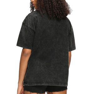 T-shirt femme délavé à l'acide 100% Coton Coupe ample Crop top Manches courtes Teint uni En promotion Respirant Haute qualité - Product Image 4