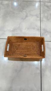 Bandeja de Almacenamiento Rectangular ATA, Diseño Clásico Tejido, Acabado Natural sin Tratar, Portátil, para Vajilla de Cocina, el Más Vendido en Indonesia - Product Image 1