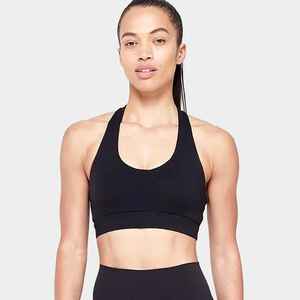Women's Seamless Scoop <b>Neck</b> <b>Halter</b> Sports <b>Bra</b> Medium Support Yoga Solid Color Stretch Fabric - Product Image 1