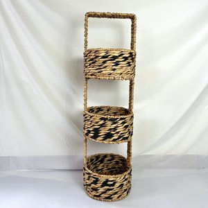 Wholesale Water Hyacinth Basket <b>Shelf</b> 3 Tier Woven Storage Rack Handmade Organizer Display Stand for Home Hotel Resort Decor - Product Image 3