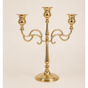 Candélabre en métal doré à 3 bras, porte-bougie décoratif pour centre de table de mariage, vente en gros, au meilleur prix - Product Image 1