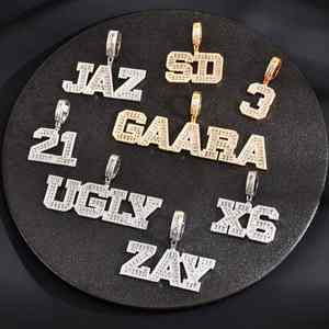 Collar Hip Hop con Letras Personalizables, Colgante con Nombre Personalizado de Moissanita, Chapado en Plata, Joyería para Fiestas, Regalo de Cumpleaños para Hombre - Product Image 1