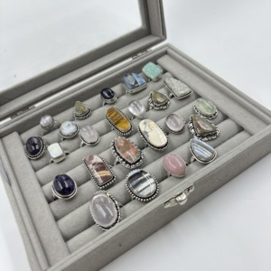 Factory Wholesale Brass <b>Silver</b> Plated Bezel Setting Cocktail <b>Rings</b> Gemstone Fashion Jewelry Assorted <b>Ring</b> <b>Set</b> - Product Image 5