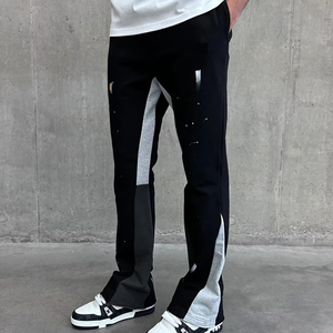 Pantalon de survêtement homme coupe ample évasée, style baggy, à rayures, jambe large, avec logo personnalisé - Product Image 5