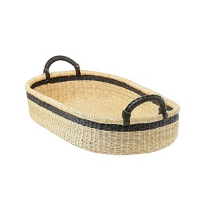 Source modern monochrome accent shallow <b>wall</b> seagrass changing <b>basket</b> plus rattan changing kid <b>basket</b> with leather straps - Product Image 3