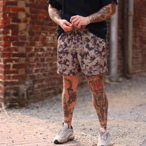 Pantalones Cortos Casuales de Verano para Hombre, Estilo Urbano, Camuflaje, Estampado Puff, Resistentes al Viento, Lona 100% Poliéster, Cierre con Cordón, Holgados, Digitales - Product Image 5