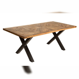 Vandana Natural Nature <b>dining</b> <b>table</b> INFINITY HOME 160cm natural black mango <b>wood</b> <b>industrial</b> design X-frame - Product Image 3