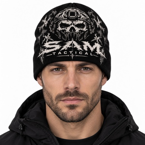SAM TACTICAL <b>Beanie</b> Black Acrylic Punk Style Outdoor <b>Hat</b> for <b>Men</b> 56-58CM Wholesale Rate OEM Custom Cheap Price Outdoor - Product Image 1