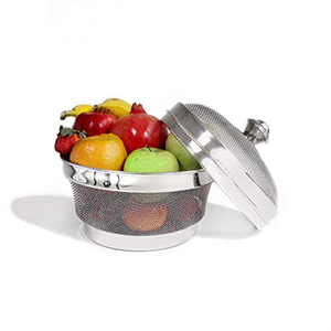 Panier à fruits en métal doré rose de qualité supérieure avec couvercle décoratif, bol en fil de fer anti-insectes pour comptoir de cuisine et table à manger - Product Image 6