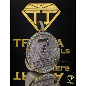 Colgante de lujo estilo hip hop "7G SEVENTH G" con diamante moissanita VVS en plata de ley 925, amuleto personalizado de Trisha Jewels - Product Image 2