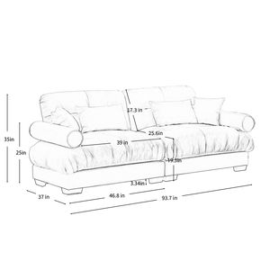 Grande Divano Moderno a Due Posti in Velluto con Braccioli Imbottiti e Cuscini Decorativi per il Soggiorno - Product Image 4
