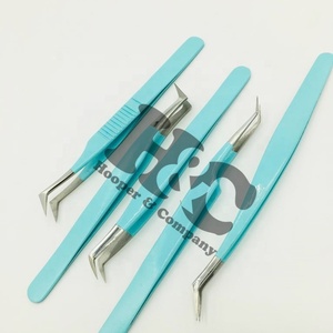 Pinzas de punta de fibra de calidad superior para extensión de pestañas Embalaje de logotipo de visón personalizado Pinzas de pestañas de acero inoxidable sostenibles azules - Product Image 5