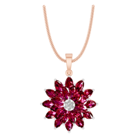 Pendentif tendance en grappe de rubis naturels, or massif 9k 14k 18k avec diamants naturels, plaqué rhodium, bijoux fins pour femmes