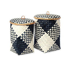 Household storage <b>basket</b> sustainable weave bin with lid superior quality natural <b>bamboo</b> bins - Product Image 1